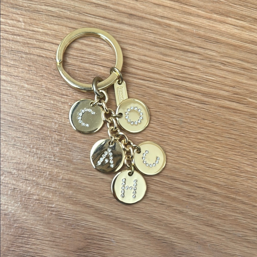 Vintage Coach Gold Charm Keychain